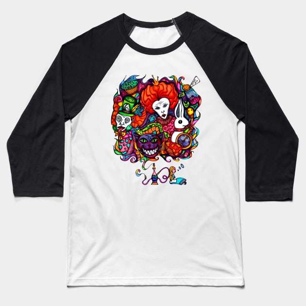 Alice & Hookah Baseball T-Shirt by ogfx